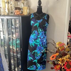 Enfocus Studio Blue and Green Sheath Midi Dress Cocktail thick like new